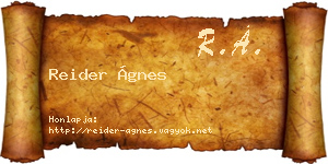 Reider Ágnes névjegykártya